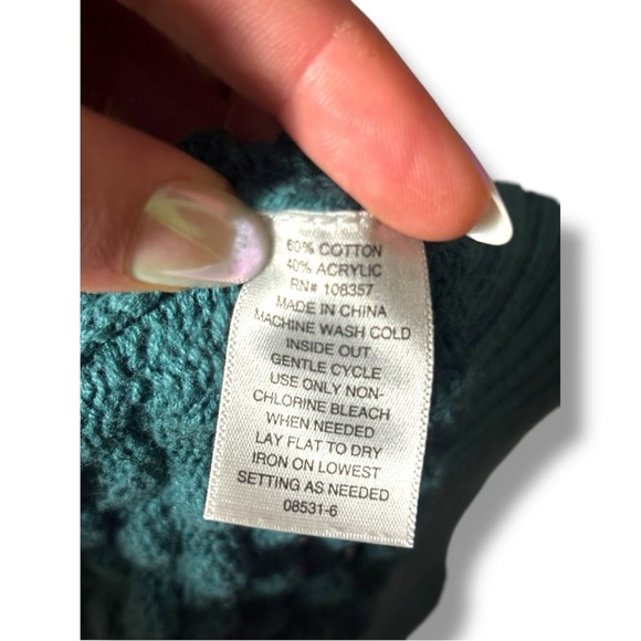 A.N.A Elegant High Neckline Dark Teal Sleeveless Crochet Knit Tank Top Sweater - Picture 12 of 15